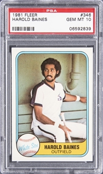 1981 Fleer #346 Harold Baines Rookie Card - PSA GEM MT 10